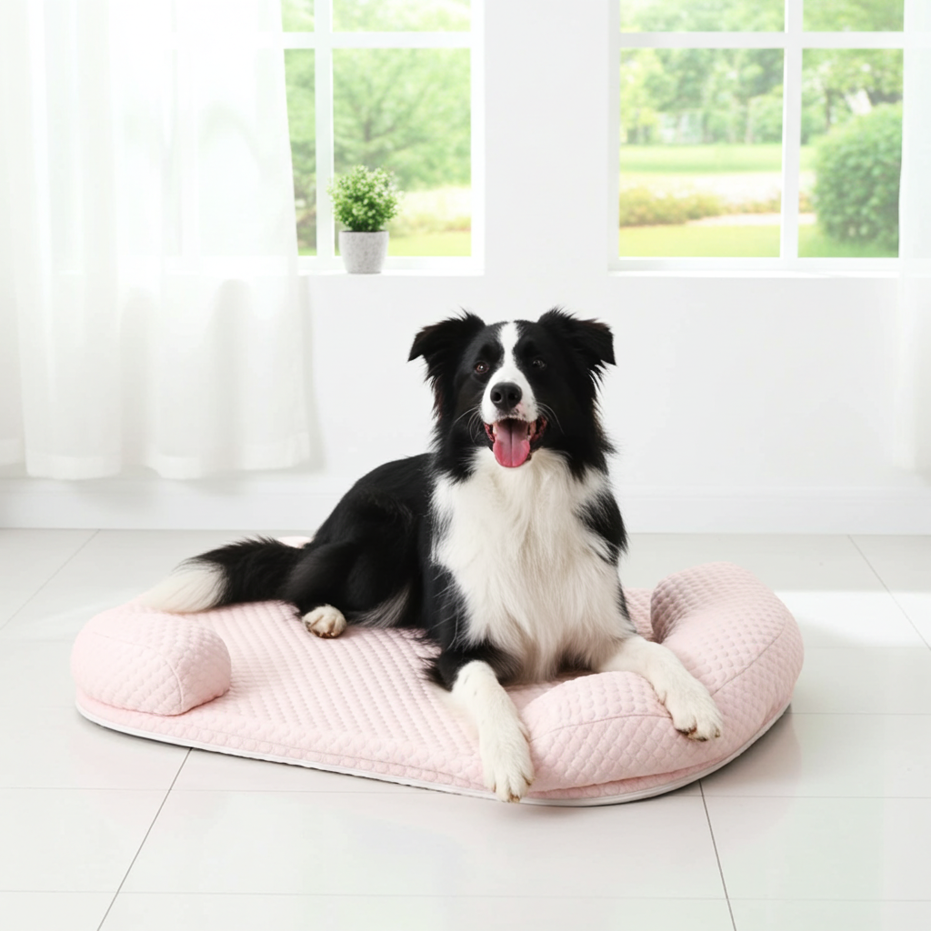 Breathable Large Dog Bed with Pillow Ice Silk Fabric